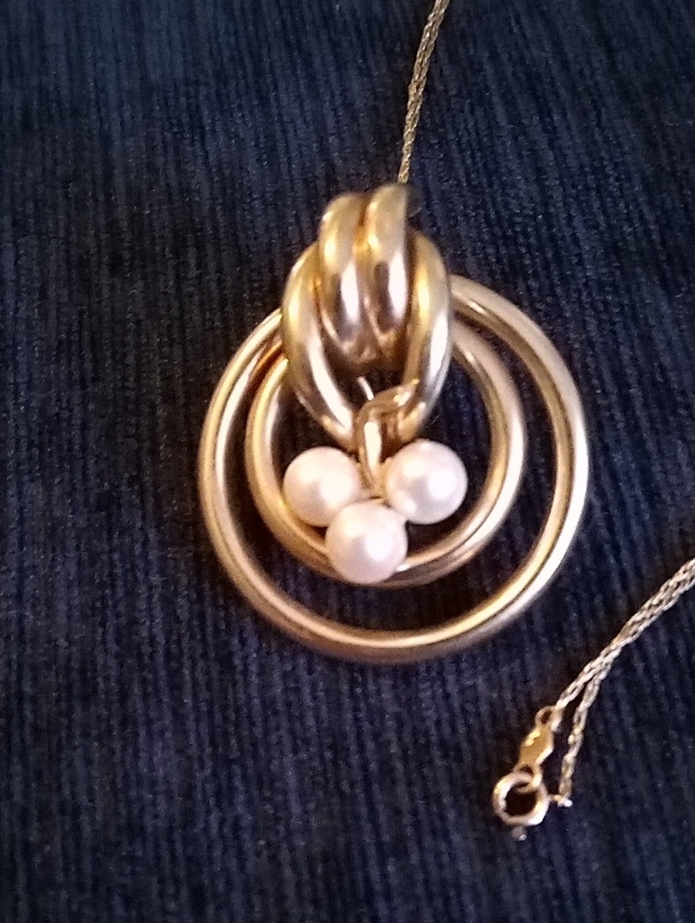 Upcycled 14 K Gold Pearl Cluster Pendant Necklace -  Grams 8.70